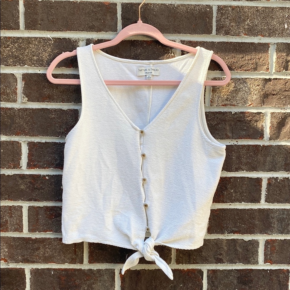 Madewell Sz Medium Cream White Button-Down Tank Top